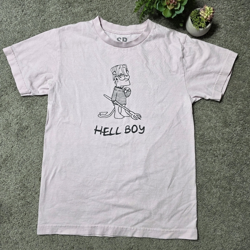 Superrradical x Lil Peep Bart Simpson Hellboy Shirt Pink Small